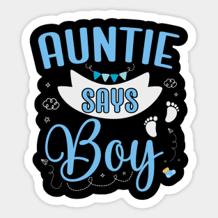 Auntie says Boy cute baby matching family party Sticker